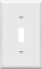 ENERLITES Toggle Light Switch Wall Plate, Gloss Finish, Size 1-Gang 4.50" x 2.76", Unbreakable Polycarbonate Thermoplastic, 8811-W, White