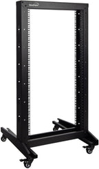 NavePoint 22U 2 Post Open Frame Server Rack with Casters for 19 Inch Equipment, Networking, and IT Devices, 2-Post Rack 330lbs Weight Capacity, Black