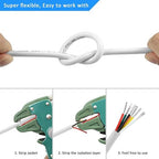 22 Gauge 6 Conductor Electrical Wire, 65.6FT White Stranded Low Voltage 22/6 PVC Case, 22 AWG Tinned Copper 6 Wire Extension Power for Strips LED Lamp Lighting