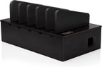 Prosumer's Choice Charging Station for Multiple Devices - 5 Device Charger Organizer for Smartphones and Tablets - Wooden Rack with Removable Dividers - Charging Dock for Work from Home - Black
