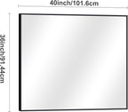 Black Bathroom Mirror for Wall, 36x40 Inch Rectangle Mirrors with Metal Frame, Modern Vanity Wall Mirror Decor for Entryway Hangs, Bathroom Living Room Horizontal or Vertical