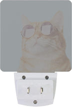 Smoaffly Glasses Cat Night Light Plug-in LED Nightlights Auto Sensor Night Lamp Dusk-to-Dawn Lamp Home Decor for Nursery Children Girls Boys