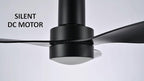 SMAAIR Ceiling Fan with Light and Remote Control 52 Inch, Flush Mount Ceiling Fans with Lights, Reversible, Noiseless DC Motors, Dimmable, Indoor Ceiling Fan for Bedroom, Living Room, Black