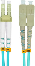 Jeirdus 5Meters 16ft LC to SC Duplex 50/125 10G OM3 Multi-Mode Fiber Optic Cable Jumper Optical Patch Cord LC-SC