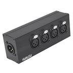HUALEU 3Pin XLR 1 Male to 4 Female Splitter,4WAY XLR Four-Input and one-Output Parallel Connection Adapter,Four Microphone inputs Converted to one Output,4 in to 1 Out Aduio Splitter