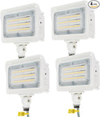 kadision LED Flood Light 50W/40W/30W, 3CCT 3000K/4000K/5000K Selectable, Dusk-to-Dawn Photocell, IP65 Waterproof Adjustable Knuckle Mount Security Lights, 100-277V ETL Listed, White 4 Pack