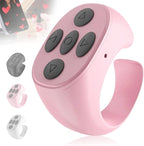 Fingertip Wireless Bluetooth Remote Control, 2026 New Bluetooth Ring Scroller Video Scrolling Ring Remote Control Page Turner (Pink)