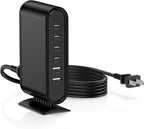 USB C Charger Block Fast Charging Station,6-in-1 Desktop Charger Adapter,USB Laptop Brick Hub for Apple Watch iPhone 17/16 15/14/13/Pro Max,iPad Air,MacBook,Samsung Galaxy S24+/S23 Ultra,Android