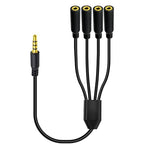 MysRuida 1.6ft 1/8” 3.5mm TRRS Extension Stereo Audio Cable, 1 Male to 4 Female Splitter Aux Cord, 4 Pole Jack Headphone MIC Extender for Smart Phones, MP3, Laptops, Don’t Support MIC of IOS Headphone