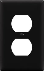 ENERLITES Duplex Receptacle Outlet Wall Plate, Size 1-Gang 4.50" x 2.76", Unbreakable Polycarbonate Thermoplastic, 8821-BK, Black