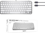 Logitech MX Keys Mini for Mac Minimalist Wireless Keyboard, Compact, Bluetooth, Backlit Keys, USB-C, Tactile Typing, Compatible with MacBook Pro,MacBook Air,iMac,iPad - Pale Grey