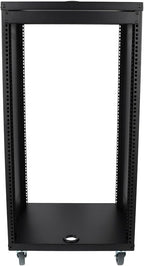 Rockville RR20U 20U Live Sound/Recording Studio Rack Case with Wheels, Reversible Rack Rails, Front & Rear Mounting, Cable Management Ports, 440lb Capacity