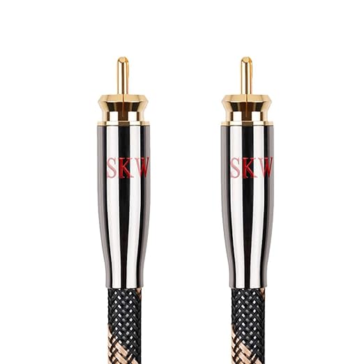 SKW Digital Coaxial Cable RCA to RCA Multiple Shield with Ultra-high Purity Copper Subwoofer Cable for HiFi Systems 3.2ft/1M