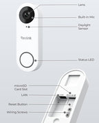REOLINK 2K Video Doorbell Wi-Fi Camera with Chime, 3:4 Head-to-Toe View, 180°View, 5/2.4 GHz Wi-Fi, 2-Way Talk, Person/Package Detection, Waterproof, Smart Alerts, Works NVR(Wired)