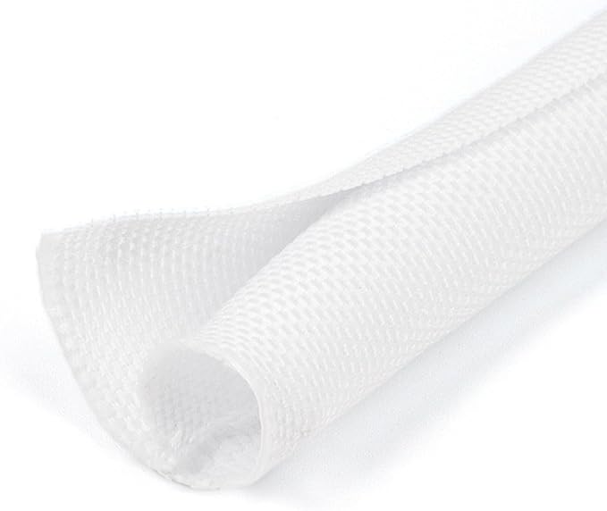 HOLED 1/8 inch Split Braided Cable Management Sleeve for USB Cable Power Cord Audio Video Cable, Wire Loom Cord Protector from Cat Dog Chewing (White, 10FT)