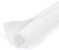 HOLED 3/16 inch Split Braided Cable Management Sleeve for USB Cable Power Cord Audio Video Cable, Wire Loom Cord Protector from Cat Dog Chewing (White, 10FT)
