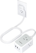 TESSAN Small Flat Plug Power Strip, Ultra Thin Extension Cord with 3 USB Wall Charger (1 USB C), 3 Outlets Mini Charging Station, 5 ft Slim Plug for Cruise Travel Office School Dorm Room Essentials