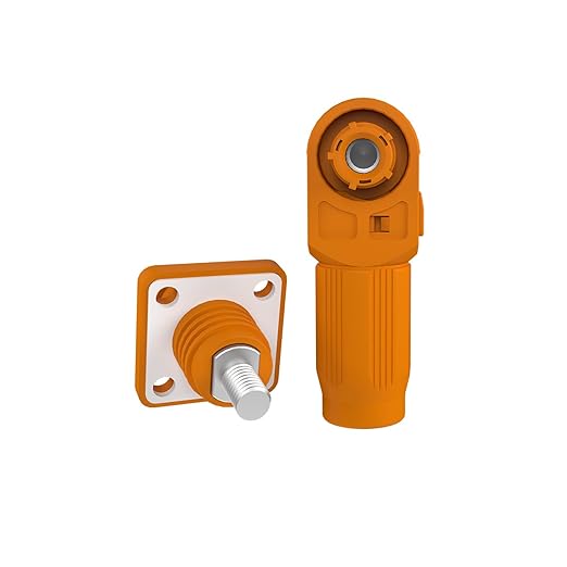 450A Battery Energy Storage Connector, 185mm² High Current Connectors IP67 Waterproof Stud Wiring Power Adapter Quick Plug Terminal Right Angle Plug and Socket （1500V Orange)