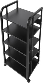 5-Tier AV Media Stand with Universal Wheels, Center Stereo Components Storage Stand, DVD/CD Holder with Adjustable Hole Spacing Movable Audio Media Stand for Living Room, Game Room (5 Tiers)