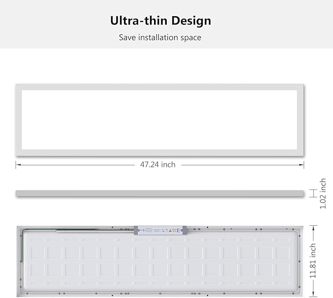 AIKVSXER 36 Pack 1x4 LED Flat Panel Light, 50W 5500LM Surface Mount Ceiling Fixture, 3CCT (3000K/4000K/5000K), Ultra-Thin 48In, 10-100% Triac Dimmable for Kitchen, Garage, Office, Basement