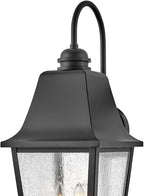Hinkley Kingston Large Wall Mount Lantern - Oversized Sweeping Roof & Arms, Aluminum, Clear Seedy Glass - Black Finish
