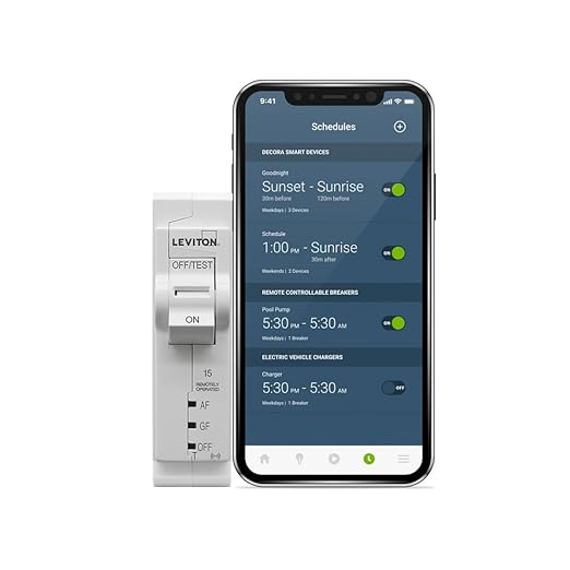 Leviton 2nd Gen Smart Circuit Breaker with Remote Control, Dual Function AFCI/GFCI, 1-Pole 15 Amp, 120-Volt, 10kA Interrupt Rating, LB115-DST