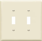ENERLITES Toggle Light Switch Wall Plate, Gloss Finish, Midway Size 2-Gang 4.88" x 4.92", Unbreakable Polycarbonate Thermoplastic, UL Listed, 8812M-LA, Light Almond