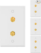 VCE UL-Listed Speaker Wall Plate Gold-Plated, 2-Port Keystone Wall Plate with Banana Jack Binding Post Keystone Jack Insert, 4 Pack