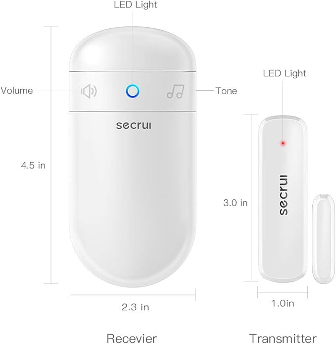 Door Chime, Door Sensor Chime for Door Opens – Door Ringer with 500ft Operating Range 52 Chime Adjustable Volume Mute Mode LED Indicators –Entry Alert Chime for Business/Home/Office