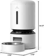 PETLIBRO Automatic Cat Feeder, Automatic Dog Food Dispenser with Freshness Preservation, 5L Timed Pet Feeders for Dry Food, Up to 6 Meals Per Day, Granary 5L Basic Button Type White