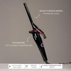 TAIFF Curves Professional Black Titanium Curling Iron – High-Performance Hair Curler & Rizadora para Cabello with Dual Voltage | Fixed Temperature 410°F | 1/2”