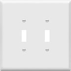 ENERLITES Jumbo Double Toggle Switch Cover, Large Two Gang Light Switch Wall Plate, Gloss Finish, Oversized 2-Gang 5.5" x 5.5", Unbreakable Polycarbonate Thermoplastic, UL Listed, 8812O-W, White