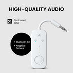 Avantree Relay - Premium Airplane Bluetooth Adapter with Advanced Qualcomm Chipset, 2 Headphones Support, 25hrs Play Time, aptX Adaptive & HD Audio Transmitter for Airpods, Bose & Travel Flight