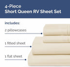 RV Short Queen Sheet Set 60 X 75 - 4 Piece RV Short Queen Bed Sheets - Soft, Breathable & Cooling - Designed for Bunks, Trailers & Camper - Fits 8” to 12" Mattress - Hotel Luxury Bedding - Wheat
