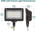 kadision LED Flood Light Outdoor, 50W/40W/30W 6500lm 3000K/4000K/5000K Selectable, Dusk-to-Dawn Photocell, IP65 Waterproof Adjustable Knuckle Mount Security Lights, 100-277V ETL Listed 1-Pack