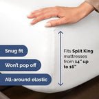 Split Head King Sheets Set – Top Split King Sheets for Adjustable Beds, Easy-Fit Split Head King Mattress - Flex Split Top King Sheets, Easy-Fit, Breathable, Deep Pocket Split King Sheets Set - White
