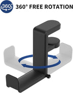 Celerion Headphone Hook - Under Desk Headphone Holder with 360-Degree Adjustable Rotation, Black