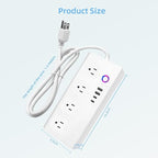 UseeLink Smart Power Strip, WiFi Flat Plug Strip with 4 Smart Outlets and 4 USB Ports(2A2C), 5 Feet Extension Cord Surge Protector, Only 2.4 GHz Wi-Fi, Compatible with Alexa and Google Home, White