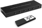 4 Port RCA to HDMI Converter 1080P/720P RCA Composite CVBS AV Switch to HDMI Converter Adapter Support 4:3/16:9 Switch, for Sega Xbox PS1 PS2 PS3 N64 NGC SNES WII VHS VCR Camera DVD(With Remote）