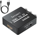 Setuact HDMI to AV Converter, HDMI to RCA Converter, Supports PAL/NTSC for Apple TV, Roku, Fire Stick, Blu-ray, DVD Player, Older TV, Projector, (Single)