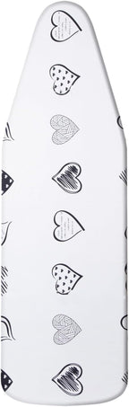 Yizunnu Ironing Board Cover and Pad,19x55 inch Extra Large and Thick Padding,Stain Resistant Heat Resistant Cotton Padding,Elastic Edge and Hook and Loop Adjustable Fastener(Heart)