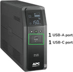 APC UPS 1500VA Sinewave UPS Battery Backup, BR1500MS2 Backup Battery Power Supply, AVR, 10 Outlets, (2) USB Charger Ports