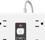 Multi-Outlet Electrical Strip - 16-AC Socket Extension, 50cm Desk Home Dorm Wall with, Safety Surge Protector with Cord, Smart Outlet Strip for TV Phone Refrigerator Kitchen Living Room
