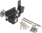 GateMate Long Throw Gate Lock 1490096, Euro Profile Keyed Both Sides Gate Lock for Sheds, Gates & Garage Doors, 316 Stainless Steel, for Wooden Gates & Doors Up to 2 ¾” Thick (70mm), Black, 5 Keys