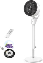 Dreo Fan for Bedroom, 80° Oscillating Standing Fan, 25dB Quiet, 80ft Pedestal Fans for Home Office, 90° Manual Vertical, 3 Speeds, Remote, 34-41" Adjustable Height, Air Circulator
