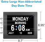ybest Extra Large Day Date Time Digital Day of Week Clock 8 Alarm Option for Seniors Elderly with Impaired Vision Memory Loss Demenita Clocks