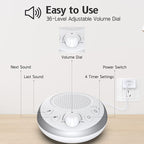 Loud Pink Noise Machine Sleep Machine Nostop 30 Soothing Sounds for Baby Kids Adults Sleep Pinknoise Machine 36-Level Vol Auto-Off Timer Memory Function for Home Travel Office