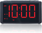 Digital Alarm Clock Radio with AM/FM Radio, Presets, Dual Alarms, Weekday / Weekend Alarm, Snooze, Sleep Timer, Dimmable Red LED Screen for Bedrooms, living rooms, kitchens, offices, etc (Red)