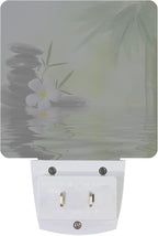 Smoaffly Zen Stones Bamboo Tree Jasmine Flower Spa Night Light Plug-in LED Nightlights Auto Sensor Night Lamp Dusk-to-Dawn Lamp Home Decor for Nursery Children Girls Boys