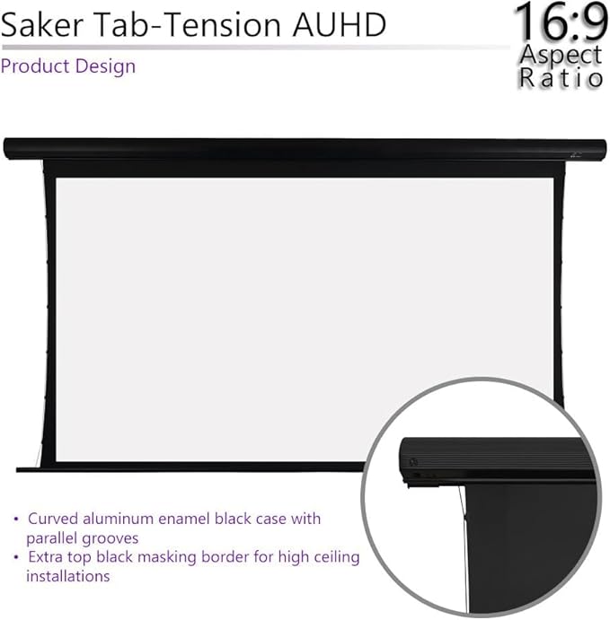 Elite Screens Saker Tab-Tension AcousticProUHD RC1 Kit, 120-INCH 20" Drop Acoustically Sound Transparent Projector Screen, SKT120UH2-E20-AUHD